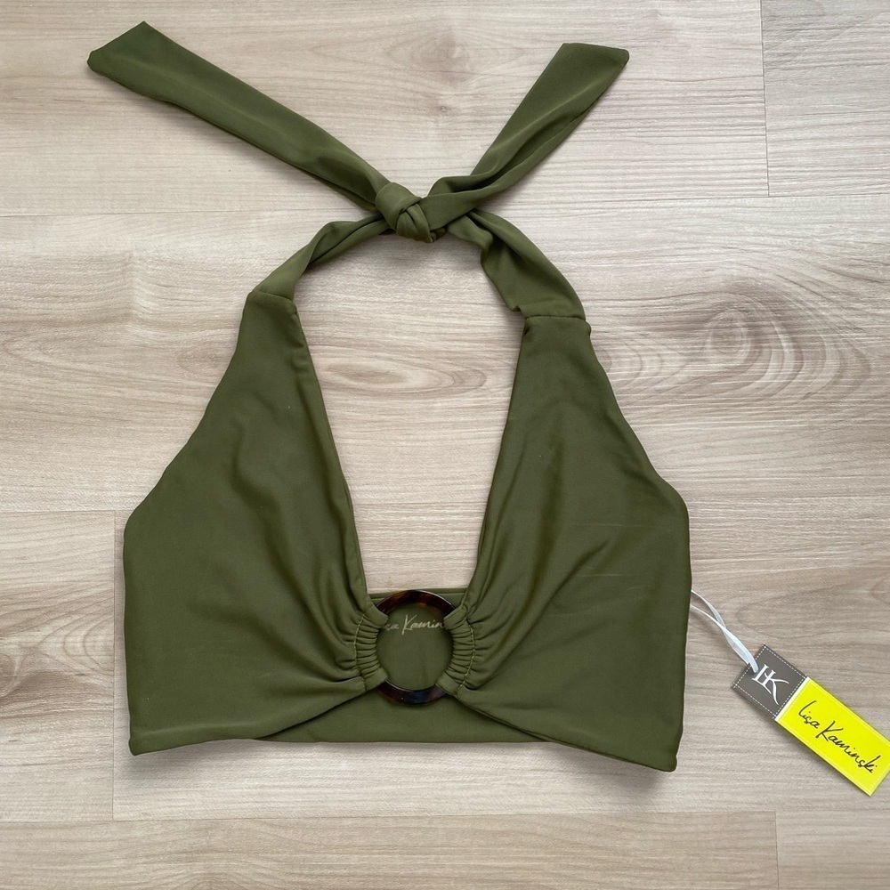 NEW LK Montecito Swimsuit Halter Top Olive Medium - Picture 3 of 10